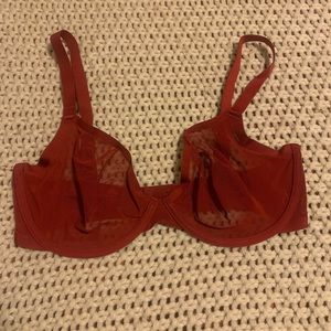 34F Cuup Red Mesh Demi Plunge Bra
